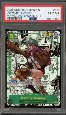 One Piece CCG Jewelry Bonney Manga Alternate Art OP12-118 PSA 10 Gem Mint - Image 1