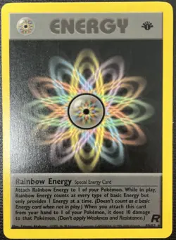 Rainbow Energy 80/82 1st Edition Team Rocket Pokemon Card LP - Image 1