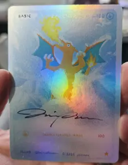 Signed Joie Mon Zarchar Charizard 1st Edition Full Art Pokemon Fan Art Card - Image 1