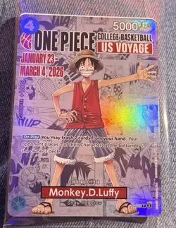 One Piece Monkey D. Luffy US Voyage Promo College Basketball Power Card Sealed - Image 3
