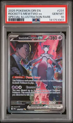 Pokemon 2025 Team Rockets Mewtwo ex 231/182 SIR Destined Rivals PSA 10 - Image 1