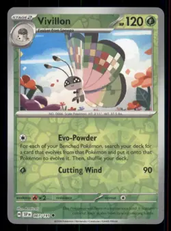 Vivillon SV08: Surging Sparks #007/191 Uncommon Reverse Holo Pokemon NM - Image 1