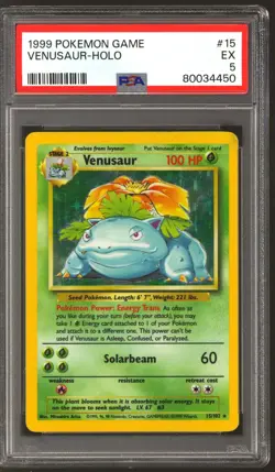 Pokemon Base Set Unlimited Venusaur 15/102 PSA 5 - Image 1