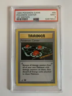 Pokemon PSA 9 Base Set Shadowless 1st Edition Pokemon Center Trainer 85/102 - Image 1