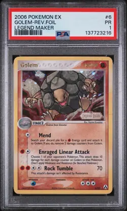 PSA 1 POP 3! 2006 POKEMON EX LEGEND MAKER #6 GOLEM-REVERSE FOIL - Image 1