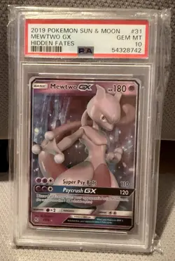 Pokemon Mewtwo GX Card 31/68 Hidden Fates PSA Gem Mint 10 - Image 1