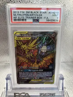 Pokemon Stained Glass Tag Team Moltres, Zapdos, Articuno SM210 PSA 9 Mint - Image 2