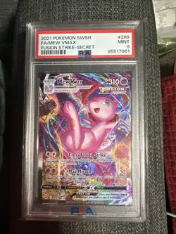 2021 POKEMON SWORD & SHIELD FUSION STRIKE SECRET #269 FULL ART/MEW VMAX PSA 9 🔥 - Image 1