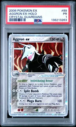 2006 POKEMON EX CRYSTAL GUARDIANS #89 AGGRON EX-HOLO PSA 1 - Image 1