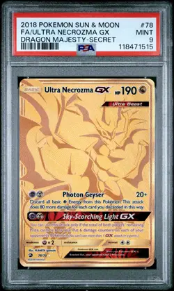 Ultra Necrozma GX Secret PSA 9 Pokemon Sun & Moon Dragon Majesty #78 - Image 1