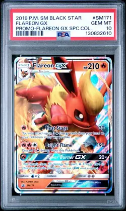 PSA 10 GEM MINT Flareon GX #SM171 Pokemon Sun & Moon Black Star Promo - Image 1