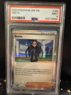 2023 Pokemon Geeta 188/197 Sv03: Obsidian Flames Holo Rare CARD PSA 9! - Image 1