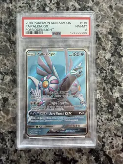 Palkia GX (Full Art) 119/131 Sm-Forbidden Light Holo Pokemon Card TCG PSA 8 - Image 1