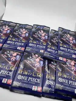 One Piece TCG The Azure Sea's Seven Booster Pack Japanese OP-14 10 Pack Bundle - Image 1