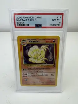 Pokemon 2000 WOTC Base Set 2 Ninetales Holo Card 13/130 PSA 8 NM-MT - Image 1