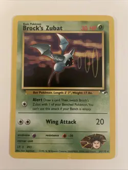 Pokemon TCG Brock's Zubat Gym Heroes Unlimited Regular Card MP Condition - Image 1