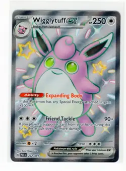 Pokemon TCG Wigglytuff ex 222/091 Paldean Fates Holo Shiny Ultra Rare NM - Image 1