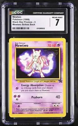 1999 Pokemon Mewtwo Black Star Movie Promos Mewtwo Strikes Back CGC 7 - Image 1