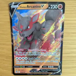 HISUIAN ARCANINE V 090/195 POKEMON CARD (SILVER TEMPEST SET) HALF ART HOLO - Image 1