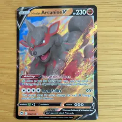HISUIAN ARCANINE V 090/195 POKEMON CARD (SILVER TEMPEST SET) HALF ART HOLO - Image 2