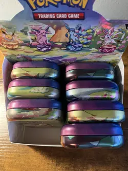 Prismatic Evolutions EMPTY Mini Tin Set Of 7 Display And Tins ONLY Pokemon - Image 3