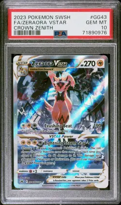 2023 POKEMON SWORD & SHIELD CROWN ZENITH #GG43 FULL ART/ZERAORA VSTAR PSA 10 - Image 1