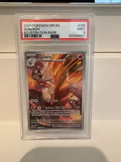 2025 POKEMON DESTINED RIVALS #192/182 BLAZIKEN ILLUSTRATION RARE PSA 9 - Image 1