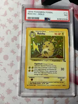 1999 Pokemon Fossil #14 Raichu - Holo Nm PSA 7 - Image 1