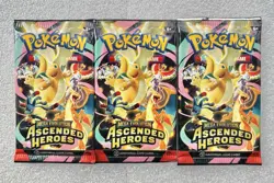 Pokemon Mega Evolution Ascended Heroes Booster Packs Charizard Dragonite 3 Pack - Image 1