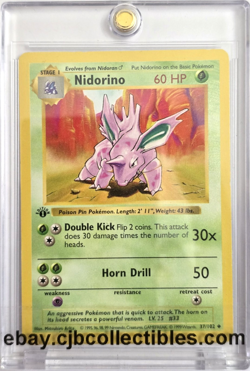 Pokemon NIDORINO 37/102 1st Edition Base Set (Shadowless) - Light Play 🍒 - Image 1