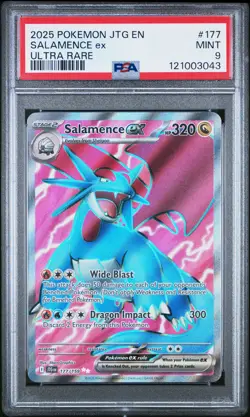 2025 POKEMON JTG EN-JOURNEY TOGETHER ULTRA RARE #177 SALAMENCE EX PSA 9 - Image 1