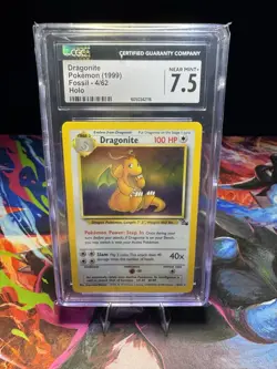 CGC 7.5 Dragonite 4/62 Fossil Holo Vintage Pokemon - Image 1