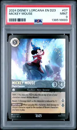 2024 DISNEY LORCANA EN D23-D23 EXPO PROMO MICKEY MOUSE - PLAYFUL SORCERER PSA 9 - Image 1