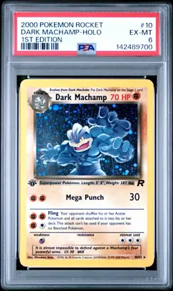RARE! Pokemon Rocket 10 Dark Machamp Holo 1ST EDITION 2000 PSA 6 EXCELLENT MINT - Image 1