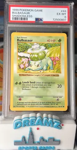 Bulbasaur 044/102 Pokemon Base Set (Shadowless) Regular Graded PSA 6 - Image 1
