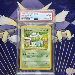 1999 Pokemon #44 Bulbasaur Shadowless Base Set PSA 4 Grade - Image 1