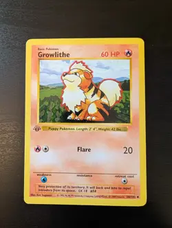 Base Set Pokemon TCG Growlithe - 1st Edition Shadowless - Image 1