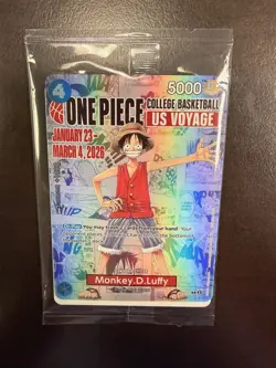 One Piece Monkey.D.Luffy College Basketball US Voyage P-055 Promo Card SEALED - Image 1