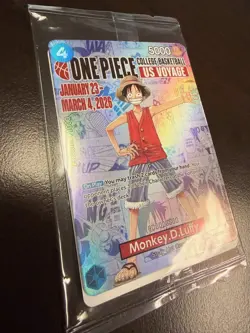One Piece Monkey.D.Luffy College Basketball US Voyage P-055 Promo Card SEALED - Image 3