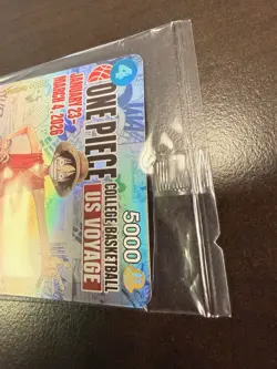 One Piece Monkey.D.Luffy College Basketball US Voyage P-055 Promo Card SEALED - Image 5