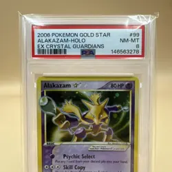 2006 Pokemon EX Crystal Guardians Gold Star Alakazam #99 Holo PSA 8 - Image 2