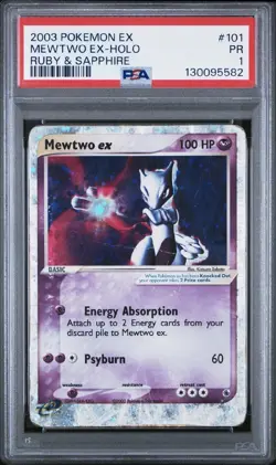 PSA 1 Mewtwo ex 2003 EX Ruby & Sapphire 101/109 Ultra Rare Pokemon E Reader PR - Image 1