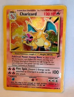 Pokemon Charizard Base Set Holo Rare Wizards 4/130 Dragon 120 HP English - Image 1