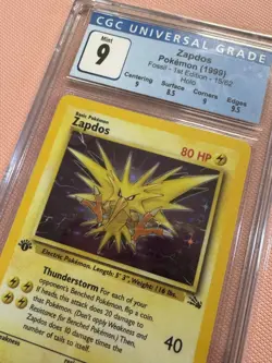 Pokemon TCG Zapdos 15/62 1999 Fossil - 1st Edition Rare Holo CGC 9 MINT - Image 3