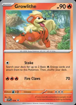 Pokemon Growlithe (24/152) Scarlet & Violet Black Star Promos LP HOLO - Image 1