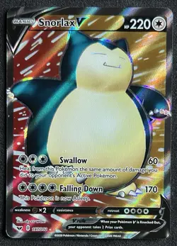 Pokemon TCG Snorlax V Full Art Ultra Rare Holo Swsh01 Sword & Shield 197/202 - Image 1