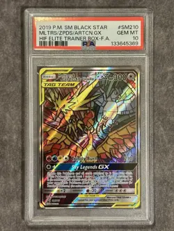 Pokemon 2019 Black Star SM210 Moltres Zapdos Articuno Stained Glass PSA 10 Gem - Image 1
