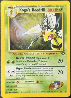 Koga's Beedrill 9/132 Gym Challenge Holo Rare Pokemon Card LP - Image 1