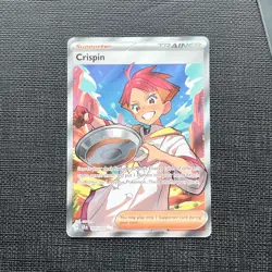 Pokemon Trainer Crispin TCG Full Art Holo Ultra Rare Card 164/142 NM Condition - Image 1