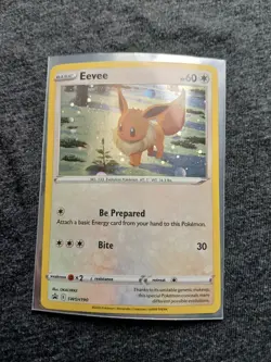 Pokemon TCG Eevee SWSH190 Brilliant Stars Black Star Promo Cosmos Holo Swirl - Image 5
